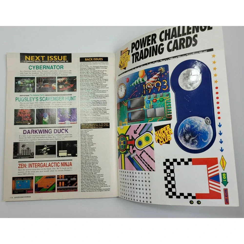 NINTENDO POWER VOLUME 44 MICKEY + REN & STIMPY SHOW POSTER CARDS‎ SNES NES